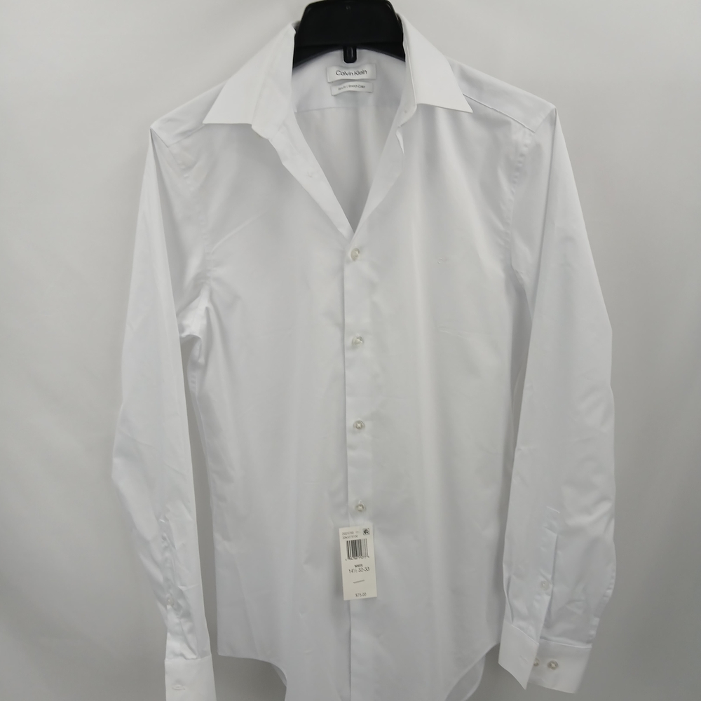 Calvin Klein NWT Men's White Slim Fit Stretch Dress Shirt Size S